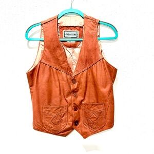 Vintage western v-neck leather Rust Vest M